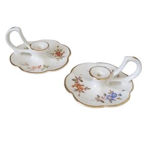 VINTAGE HAMMERSLEY BONE CHINA CHAMBERSTICKS, SET OF 2